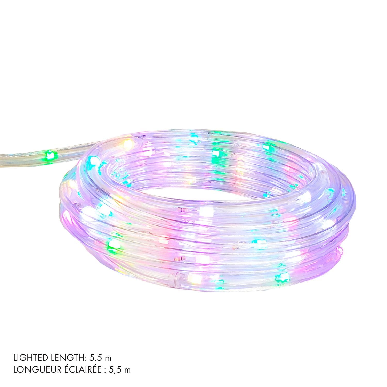 5.48M ROPE LIGHT WITH 108 LED, INDOOR/OUTDOOR, CLEAR PVC TUBE, COLOUR CHANGING LIGHTS