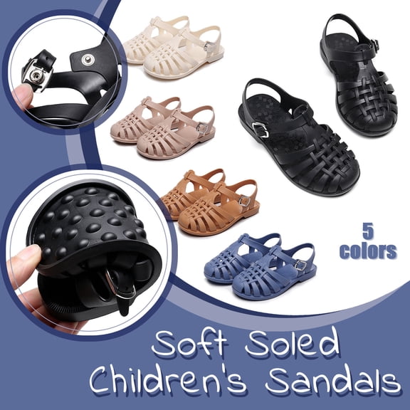 BXJX Girls Jelly Sandals , Closed Toe Adjustable Strap Slip-Resistant Comfortable Shoes for Kids Black Size 7(Little Kids)