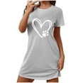 thumbnail image 1 of Tnhcen Stretchy Plus Size Sleep Dress Short Sleeve Round Neck Front Print Polyester Spandex S-2XL for All Body Types, 1 of 4