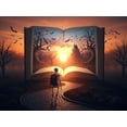 thumbnail image 4 of ViciArt Skeleton Bookway Wall Tapestry – 60"x90" Polyester Haunted Path Magic Book Castle Sunset Decor, 4 of 4