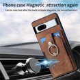 thumbnail image 5 of Jiahe Cover for Google Pixel 6a, Wallet Case with Built-in 360°Rotation Ring Stand,Anti-Drop Shockproof Credit Card Slots Lens Protector Cover,Support Magnetic Car Mount,, brown, 5 of 8