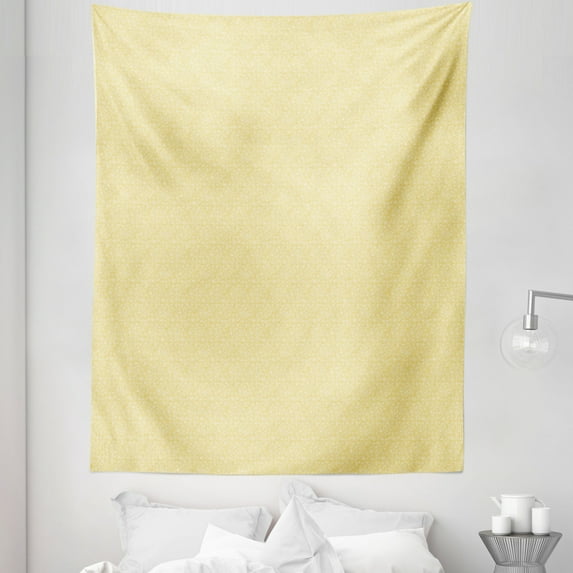 Floral Yellow Tapestry, Pastel Pattern with Flowers, Fabric Wall Hanging Decor for Bedroom Living Room Dorm, 5 Sizes, Yellow Yellow, by Ambesonne