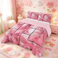 thumbnail image 2 of meiyoeat Pink Marble Patchwork Art Full Size Comforter Sets,Abstract Geometric Print Bedding Comforter Set,Pink Reversible,3 Pieces,1 Comforter and 2 Pillowcases, 2 of 7