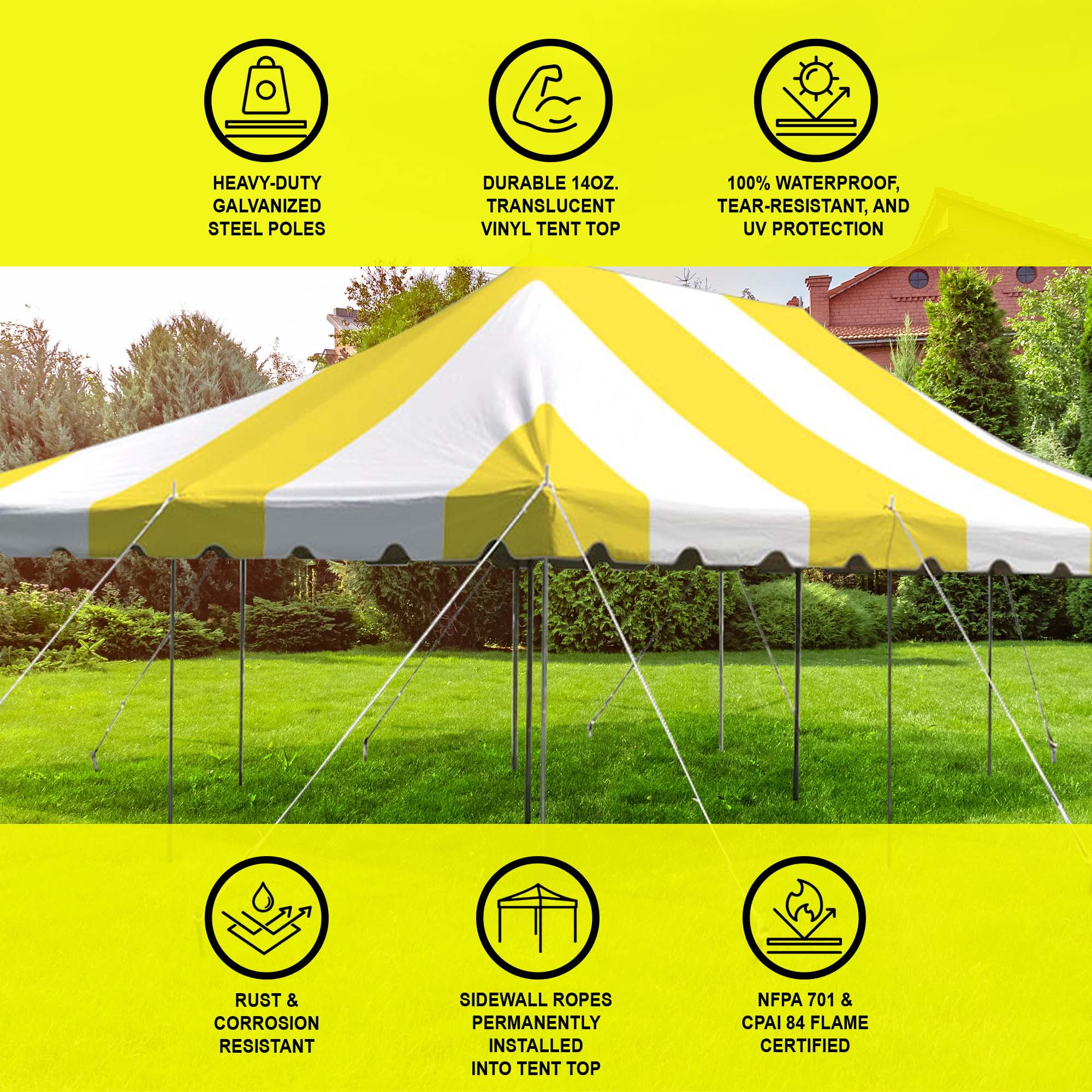 Party Tents Direct Weekender Outdoor Canopy Pole Tent w Sidewalls White 20 ft x 30 ft Walmart