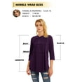 thumbnail image 4 of ZXSXSY Women Pleated Button Notch Neck 3/4 Sleeves Scoop Hem Plain Blouse, 4 of 11