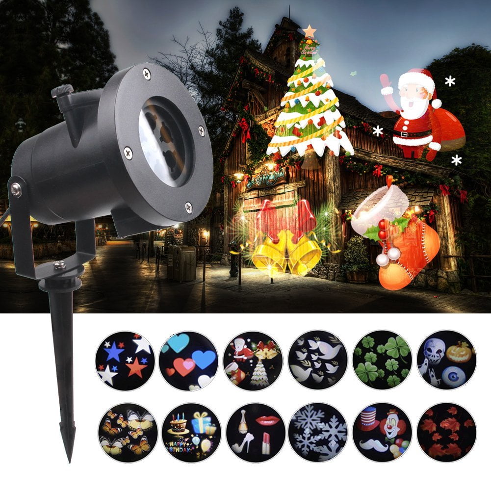 Details about   Christmas 12 Patterns Automatic Rotating LED Projector Lights Waterproof Indoor 