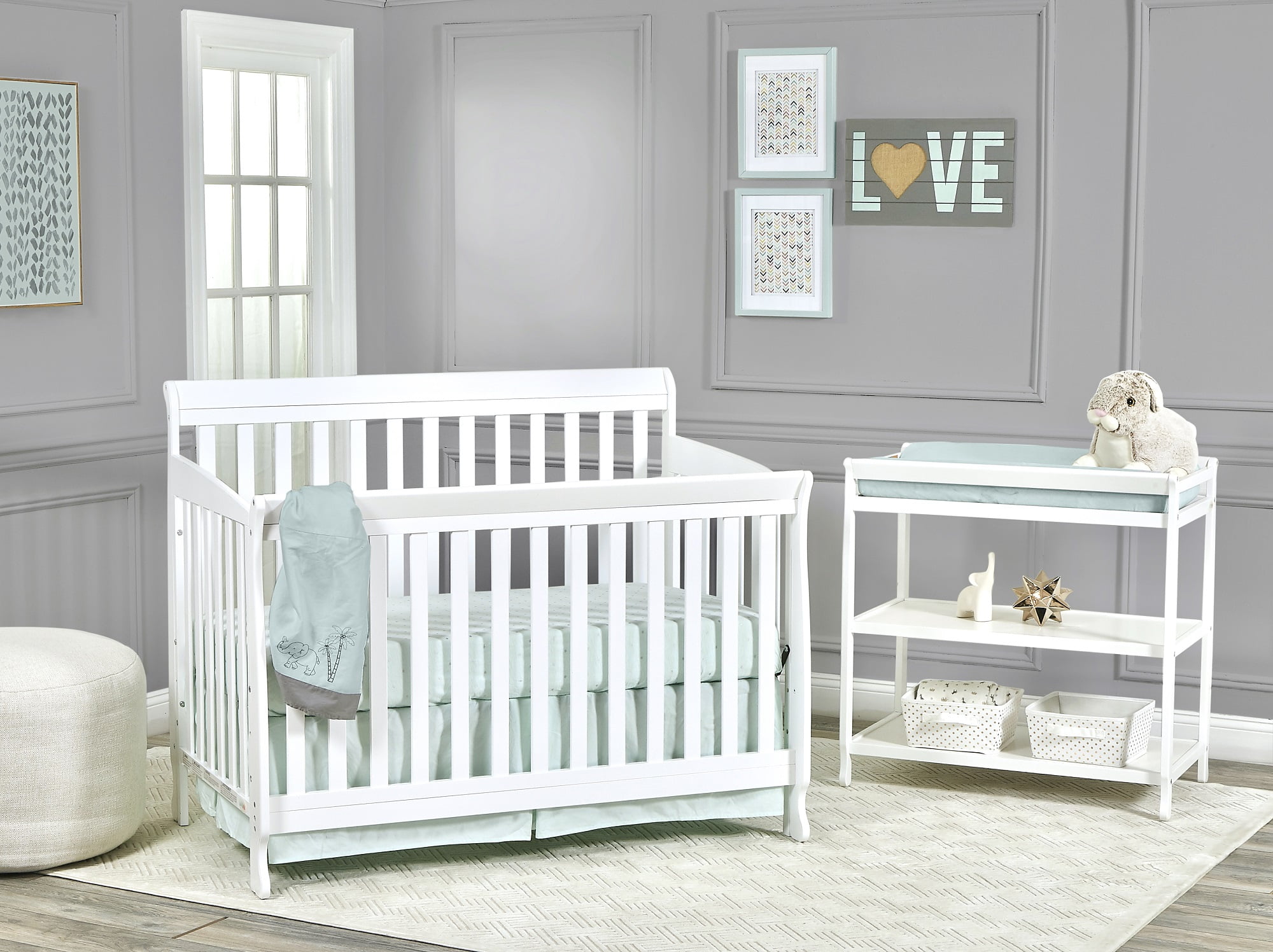 Suite Bebe Riley Crib and Toddler Guard Rail Bundle, White