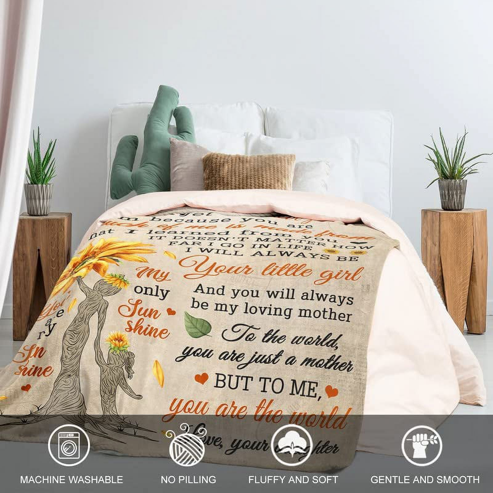 Gifts for Mom from Daughter, Mom Birthday Gifts from Daughter to My Mom Flannel Blanket Mothers Gifts for Mom from Daughters Christmas Birthday Presents for Mom Throw Blanket 60"*50"
