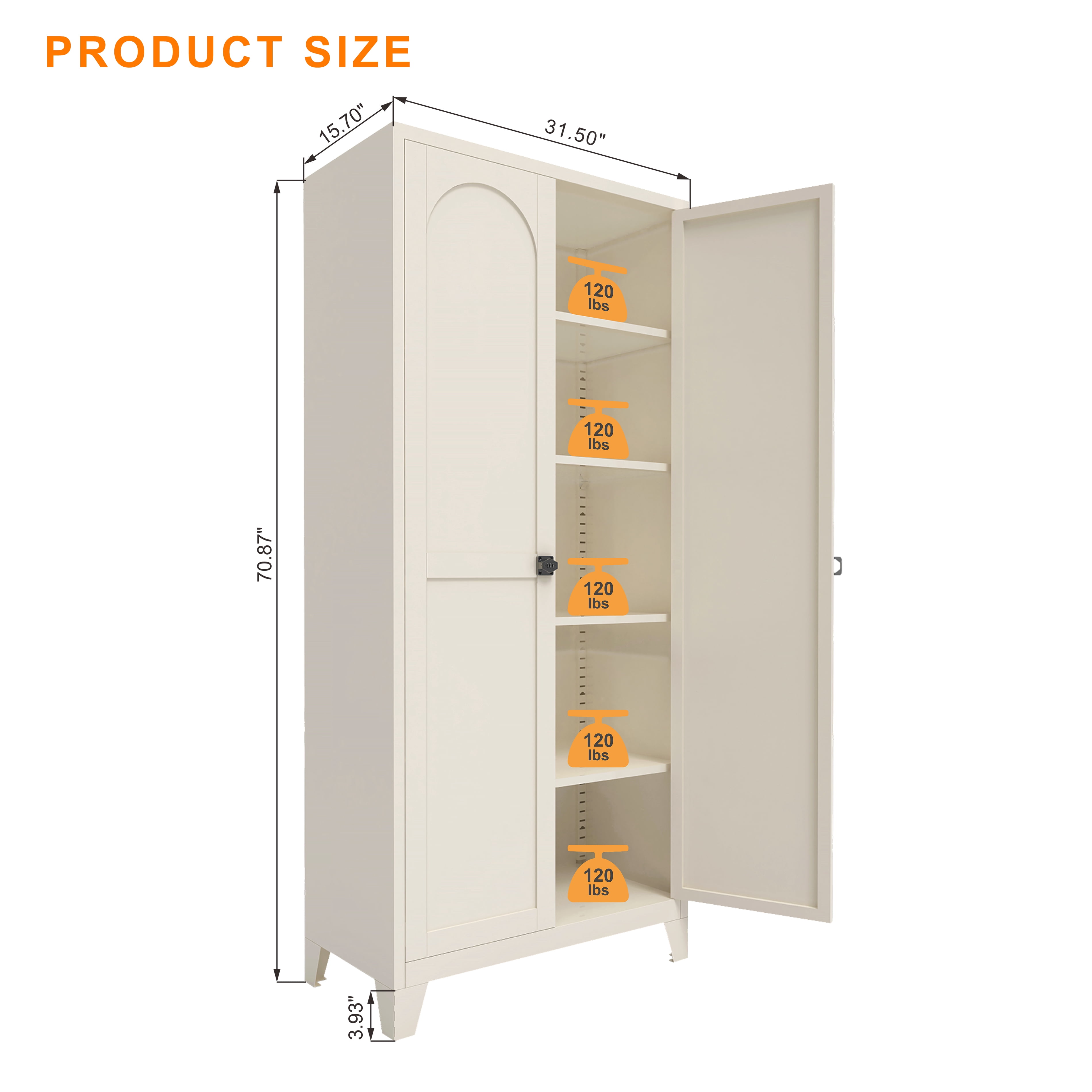 Homy Casa 71" Locking Metal Storage Cabinet with Adjustable Shelves for Office, Kitchen, Bedroom
