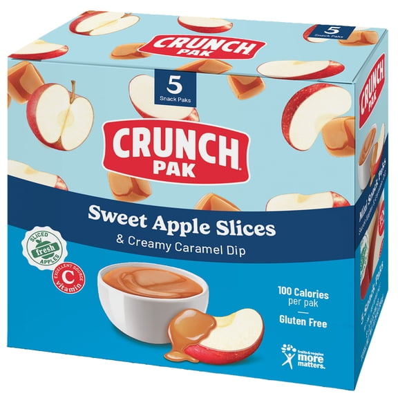 Crunch Pak Snack with Fresh Sweet Sliced Apples and Caramel, 2.75 oz, 5 Pack