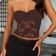thumbnail image 4 of vigerkar Women Lace Sheer Tube Top Summer Strapless Y2k Bandeau Going Out Cropped Sleeveless Tshirts Basic Vest 2025 Coffee, XL, 4 of 4