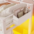 thumbnail image 2 of Harper & Bright Designs Twin Size Low Loft Bed with Storage Drawers and Shelves, Metal Loft Bed Frame with Storage Stairs and Lights, Light White, 2 of 12