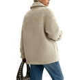 thumbnail image 5 of Miluxas Women's Fall Winter Coats Lapel Collar Fleece Sherpa Jackets Daily Long Sleeve Coats with Pockets White XL(XL), 5 of 7