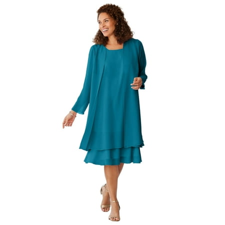 Woman Within Plus Size Petite 2-Piece Jacket Dress