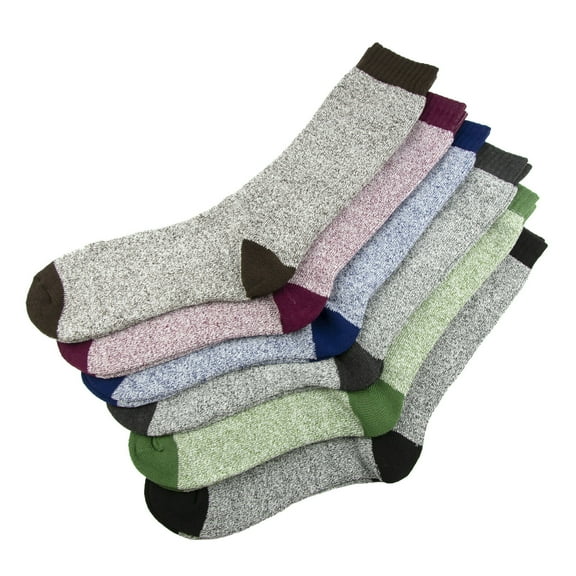 Gold Coast Men's Crew Marled Thermal Socks Size 10-13, 6 Pack
