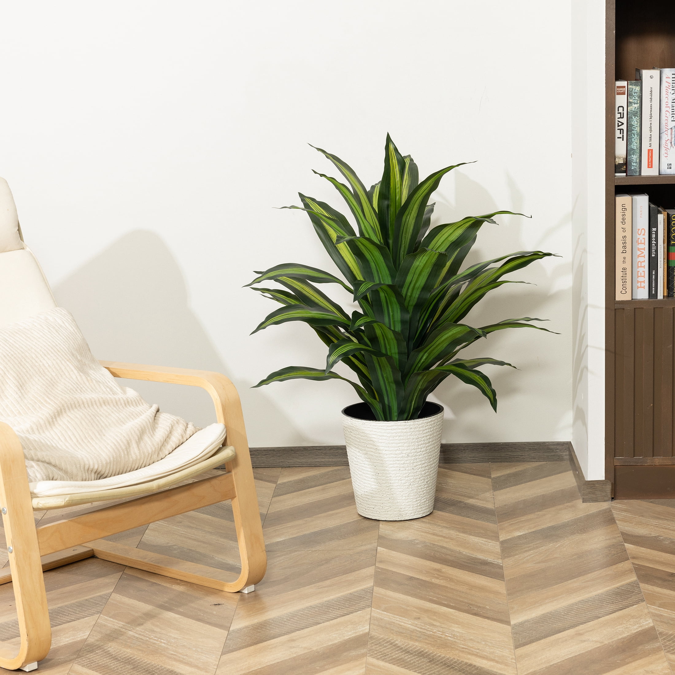 Artificial Plants, 40in Fake Dracaena Plants, 3ft Fake Plastic Tree, Pre Potted Faux Greenry Tree for Home Decor Office Living Room Indoor, Big Fake Plants Fake House Plants
