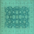 thumbnail image 1 of Ahgly Company Indoor Square Oriental Turquoise Blue Traditional Area Rugs, 4' Square, 1 of 4