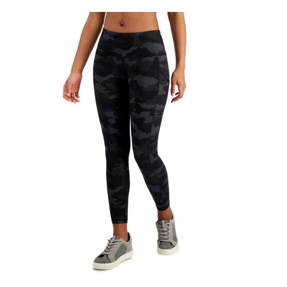 IDEOLOGY Womens Black Pocketed Ankle Length Camouflage Active Wear Skinny Leggings S