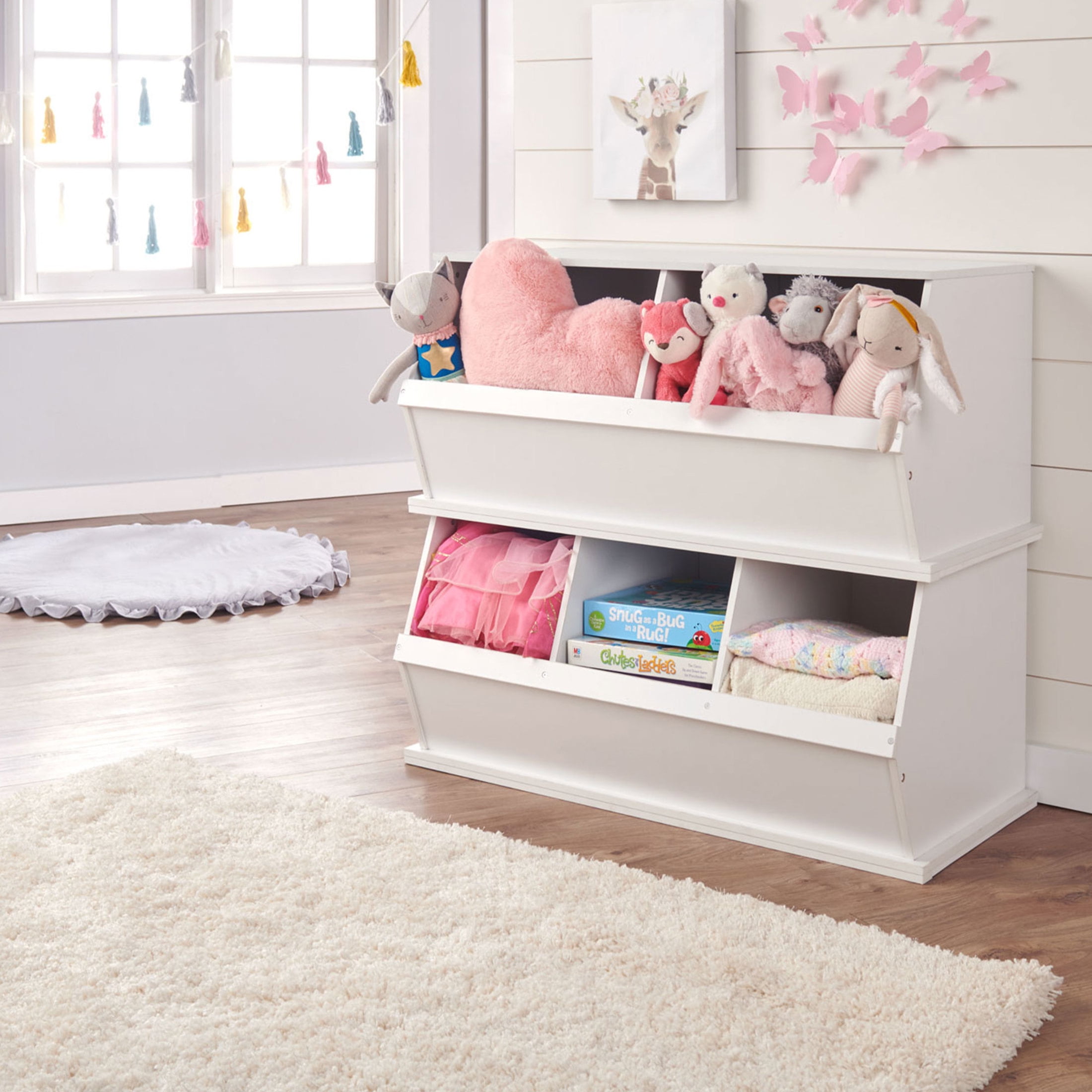 Badger Basket Children's 3-Bin Stackable Wooden Storage Cubby 5.2 Cu ft.- White