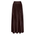 thumbnail image 4 of Elastic Waist Skirts for Women Solid Color Flared Ankle Length Casual Skirt Polyester Summer, 4 of 9