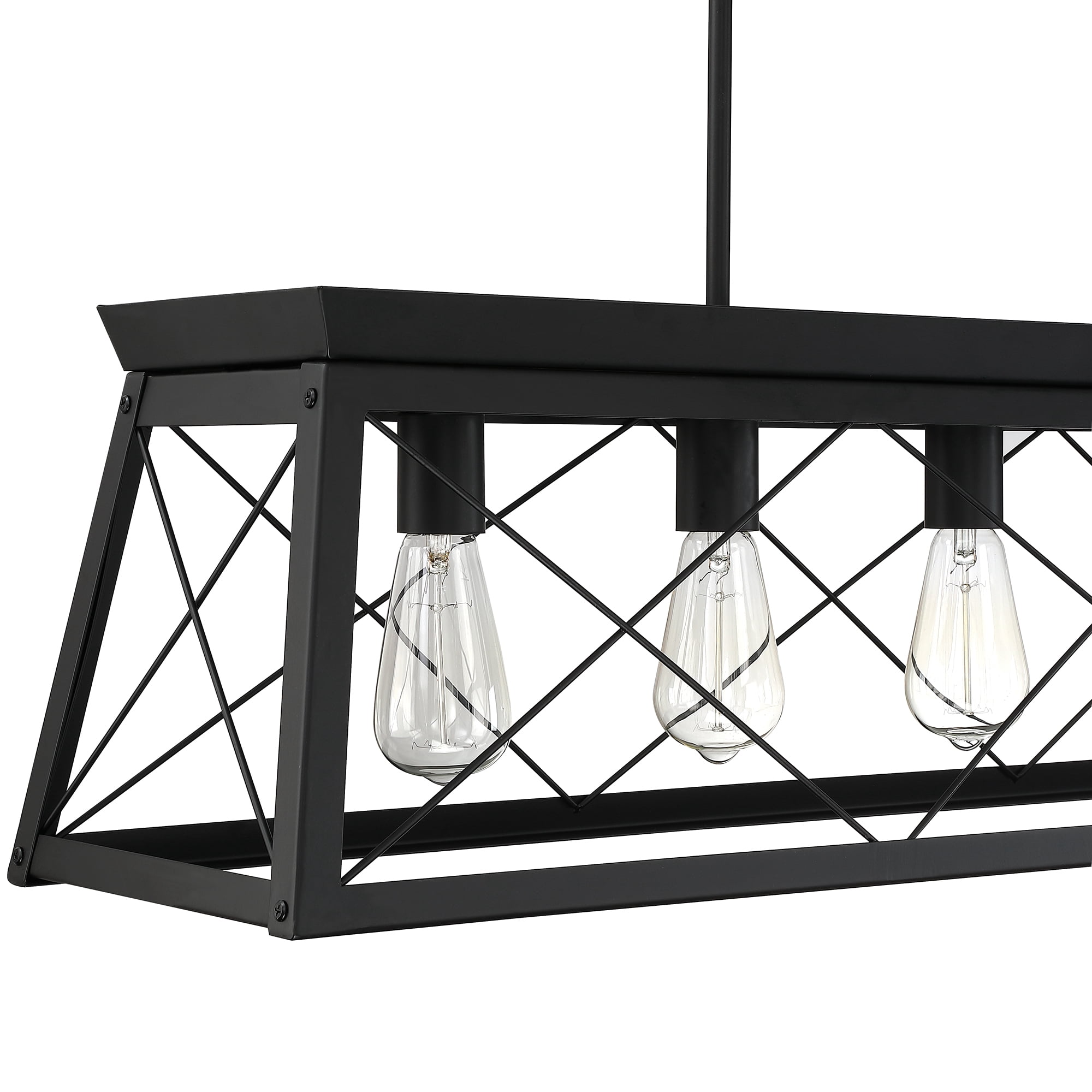 5-Light Farmhouse Matte Black Chandelier Industrial Pendant Lighting for Kitchen Island for Dining Room, Living Room