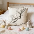 thumbnail image 4 of Easter Pillow Covers Linen Sleeping Bunny Sketch Decorative Throw Pillowcase 45X45Cm for Spring Home Decor, 4 of 8