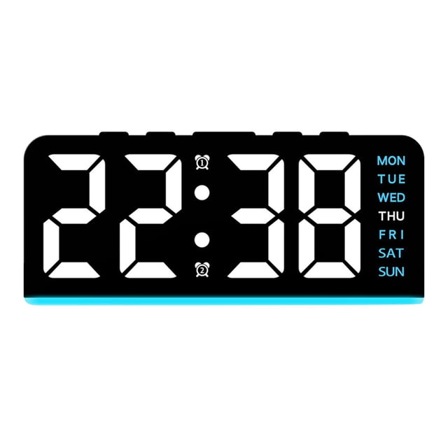 Reloj despertador digital con luz ambiental, moderno, fácil de usar, con pantalla semanal, multifuncional, para dormitorio, sala de estar, dormitorio, Luz azul