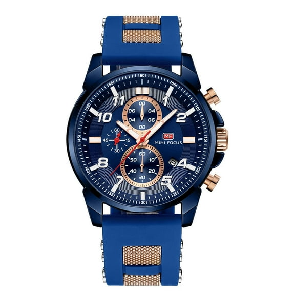 Men Fashion Sports Watch Silicone Strap Waterproof Chronograph Date Quartz Watches Wrist Watch