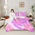 thumbnail image 4 of Manfei Tie Dye Full Size Comforter Sets 3-Piece for Teens Boys Girls,Abstract Watercolor Art Bedding Comforter Set,Purple Pink Lightweight Bedding Sets,Luxury Bedroom Decor,Reversible, 4 of 8