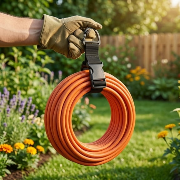 MISSMILE 4 Pcs Adjustable Garden Hose Straps, Heavy-Duty Reusable Cable Ties for Extension Cords, Hanging Storage Organizer for Garage & Workshop Wire Management