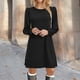 thumbnail image 3 of Vestido de punto para mujer - Vestido túnica informal de manga larga abullonada y cuello redondo para otoño/invierno, 3 of 6