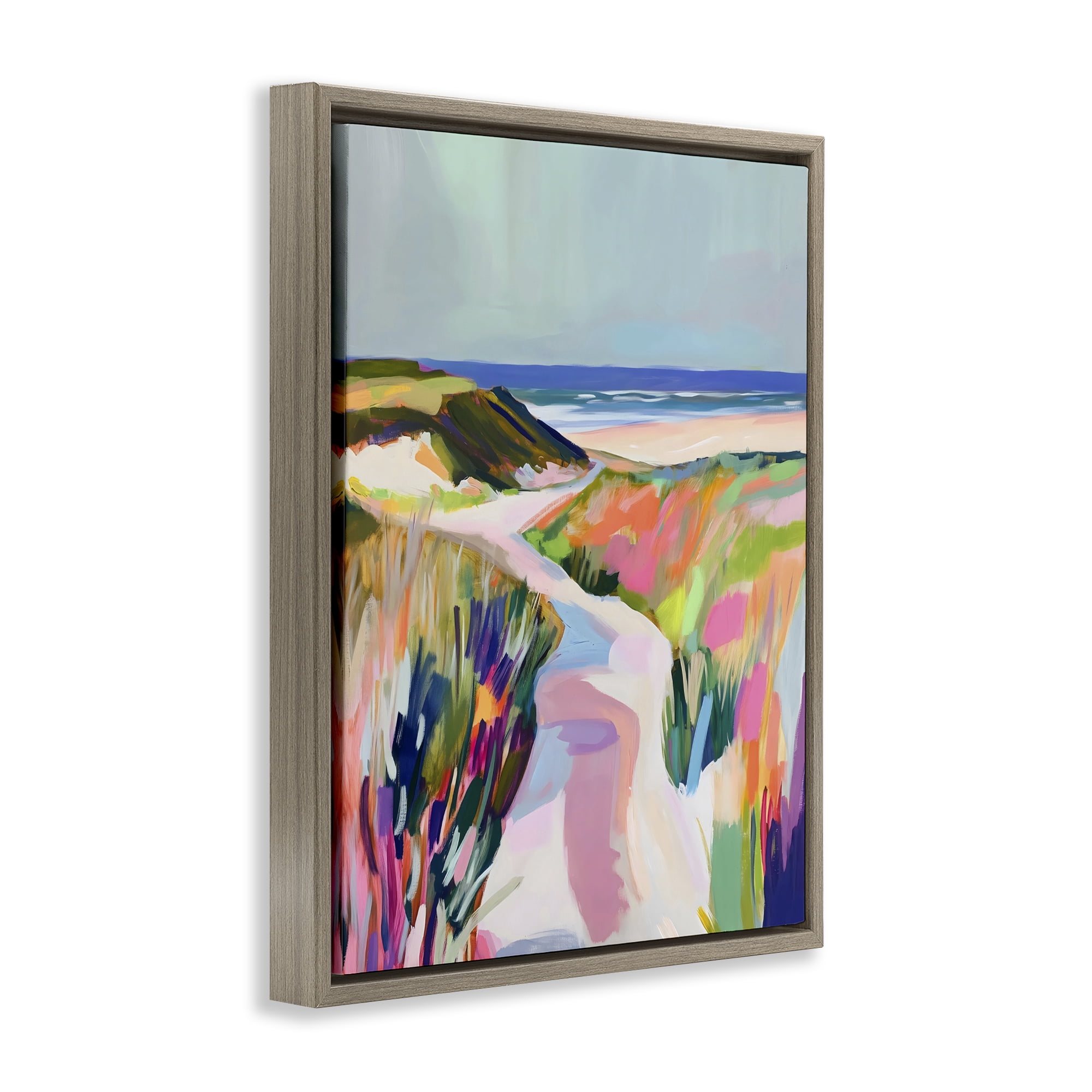 Stupell Industries Pathway Through Pastel Sand Dunes Brown Framed Floater Canvas Wall Art, design by The Prints Vibe