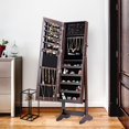 thumbnail image 4 of Costway Jewelry Cabinet Stand Mirror Armoire Lockable Organizer Large Storage Box Brown, 4 of 10