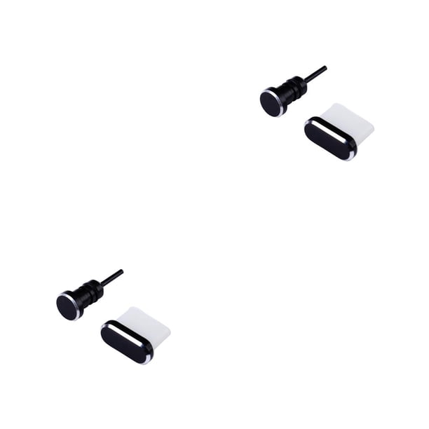 Seitruly 2PCS / Set Reemplazo de enchufe de polvo para Tipo-C Puerto de carga Conector de auriculares Kit de enchufe de polvo USB Negro PC 1 2piezas