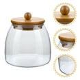thumbnail image 2 of FRCOLOR Bocal de Rangement Alimentaire en Verre avec Couvercle en Bambou, 4.53"X4.53"X4.53 Pouces, 2 of 5