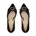 thumbnail image 3 of XYD Women Retro Circular Ring Velvet Pumps Block Mid Heels Pointy Close Toe Slip On Wedding Event Shoes Size 4.5 Black, 3 of 4