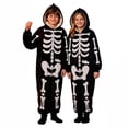 thumbnail image 4 of Byoo Toddler Boys Fleece Zipper Hoodie Jumpsuit Halloween Skeleton Graphic Long‑Sleeve Bodysuit Winter Romper, Black, 4 of 4