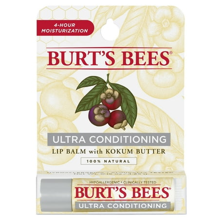 - Burt's Bees 100% Natural Moisturizing Lip Balm, Ultra Conditioning with Kokum Butter, 1 Tube in Blister Box