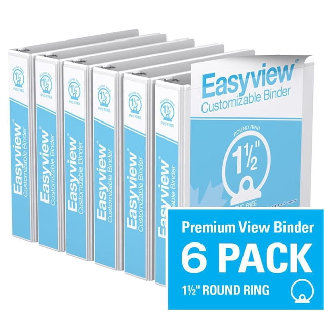 Davis Group, Easyview Premium, Round Ring, Customizable, View Binder, 6 Pack, 1.5"