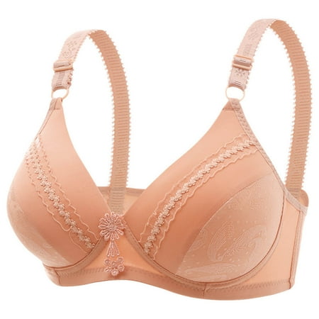 SMihono Women s Wireless Push Up Bralettes with Lift and Support No Underwire Full Coverage Everyday Bra Daisy Bralettes Orange S US(4)
