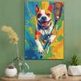 thumbnail image 2 of Staffordshire Bull Terrier Dog Playing Lacrosse Stretched Canvas Size 8x12 – Vintage Style Staffordshire Bull Terrier Dog Art for Lacrosse Fans, Great Gift for Dog Owners, 2 of 5