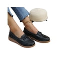 thumbnail image 3 of Ritualay Women Boat Shoes Slip On Flats Driving Loafers Classic Wedge Heel Wedges Womens Ladies Comfort Moccasin Black 6.5, 3 of 8