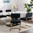 thumbnail image 3 of Black Modern Dining Chairs Set of 2, Corduroy Fabric Upholstered Kitchen & Dining Room Chairs Set of 2, Kitchen Table Chairs Set of 2, Sillas de Comedor, Gold Metal Frame (Black, 2 Pcs), 3 of 12