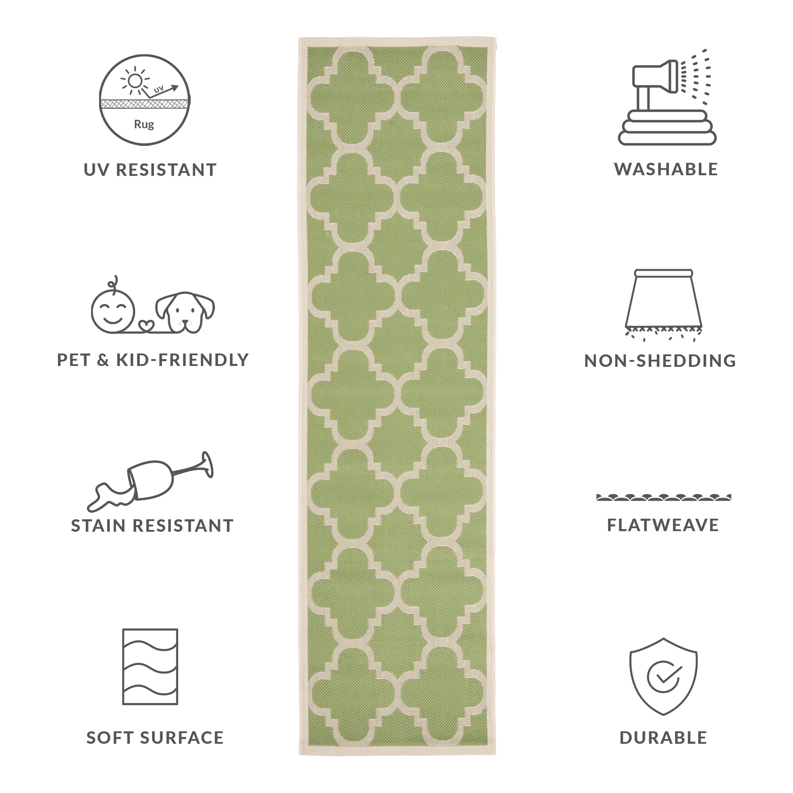 Safavieh Courtyard Becky Geometric Indoor/Outdoor Runner Rug, Green/Beige, 2'3" x 10'