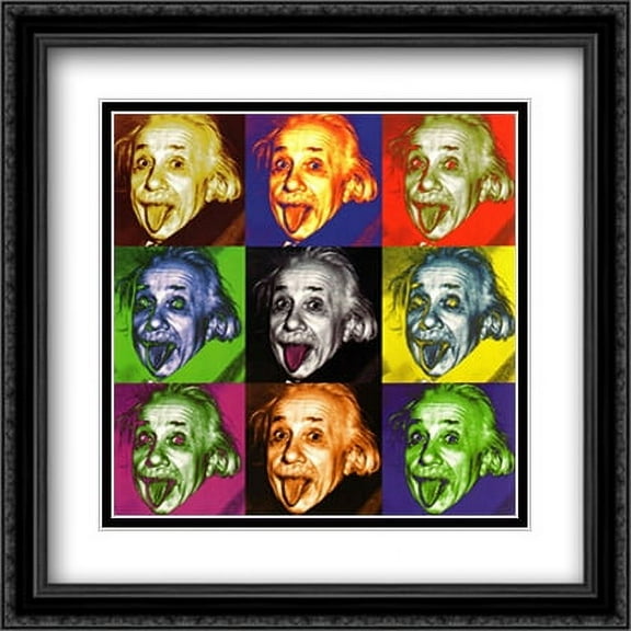 Albert Einstein (Pop Art) 2x Matted 28x28 Large Black Ornate Framed Art Print