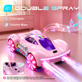 thumbnail image 5 of JoyStone RC Drift Car for Kids, 2.4GHz Remote Control Stunt Car with Spray Mist, LED Lights and Music, 2 Rechargeable Batteries, Gift for Boys Girls, Pink, 5 of 10