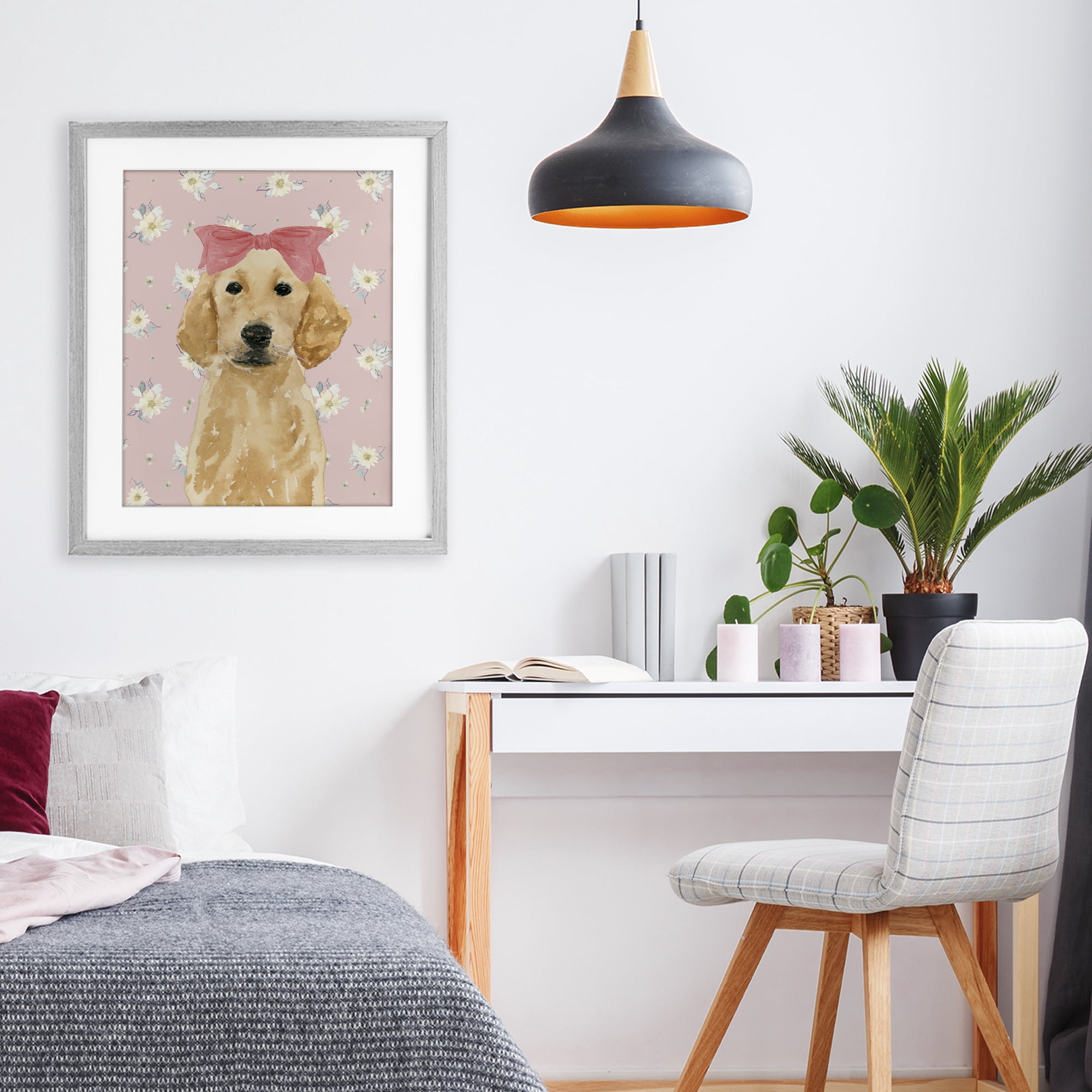 Stupell Industries Picture Ready Retriever Gray Framed Print Under Glass, design by Lucille Price