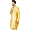 thumbnail image 3 of SKAVIJ Men's Indian Art Silk Long Top Casual Crew Neck Party Kurta (x-Large, Gold), 3 of 6