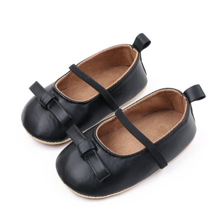 

Thaisu Baby Girl PU Leather Flats Infant Bow Walker Crib Shoes for Party Festival Baby Shower