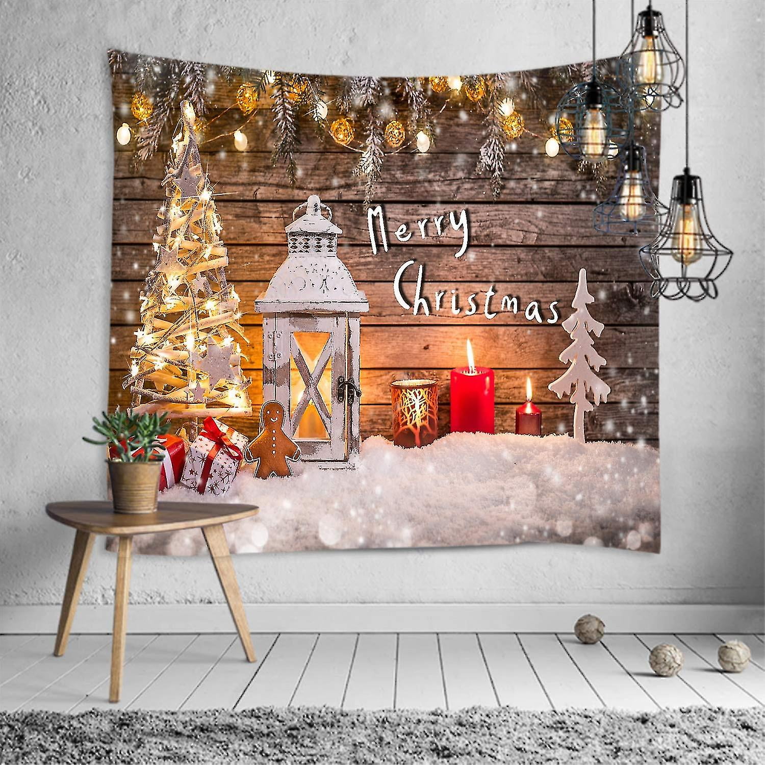 SHENMO Christmas Tapestry Christmas Tree Snow White Christmas Wall Tapestry Decorative Props Wall Hanging Decor For Bedroom